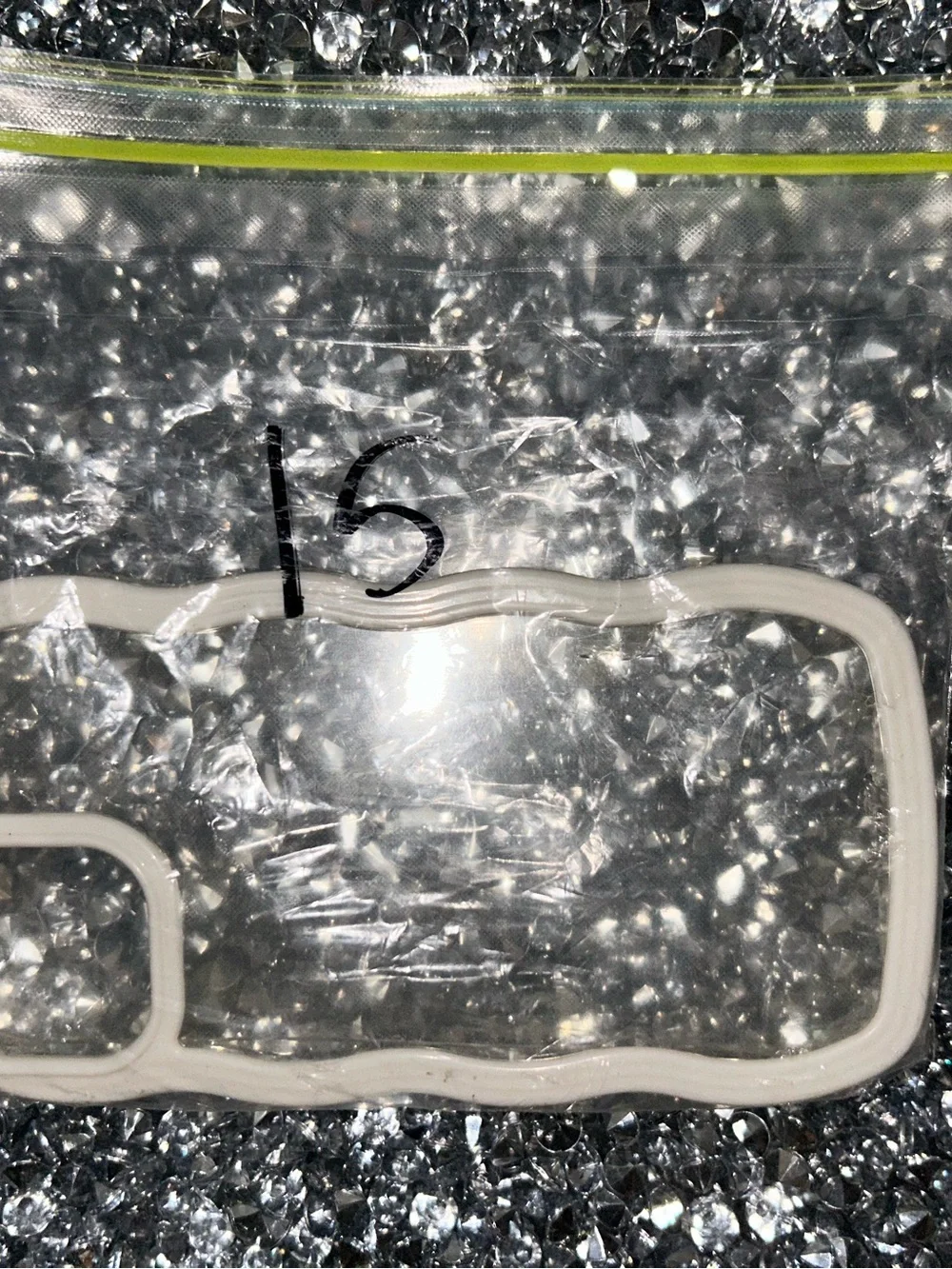 iPhone 15 Clear Glitter Wave Phone Case with White Trim